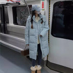 Women's Long Quilted Coat with Practical Pockets