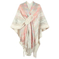 Fashionable Poncho with Luxurious Faux Fur Trim and Creative Fringe