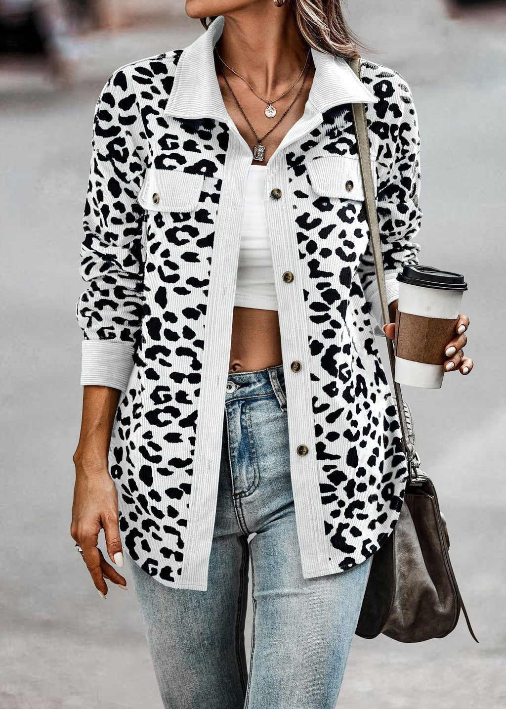 Women's Fashionable Leopard Print Overshirt