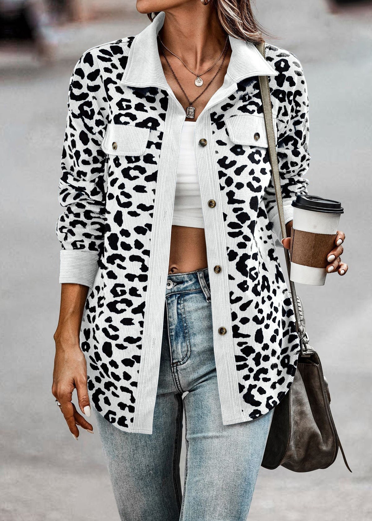 Women's Fashionable Leopard Print Overshirt