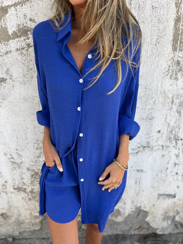 Oversized Blouse and Shorts Set