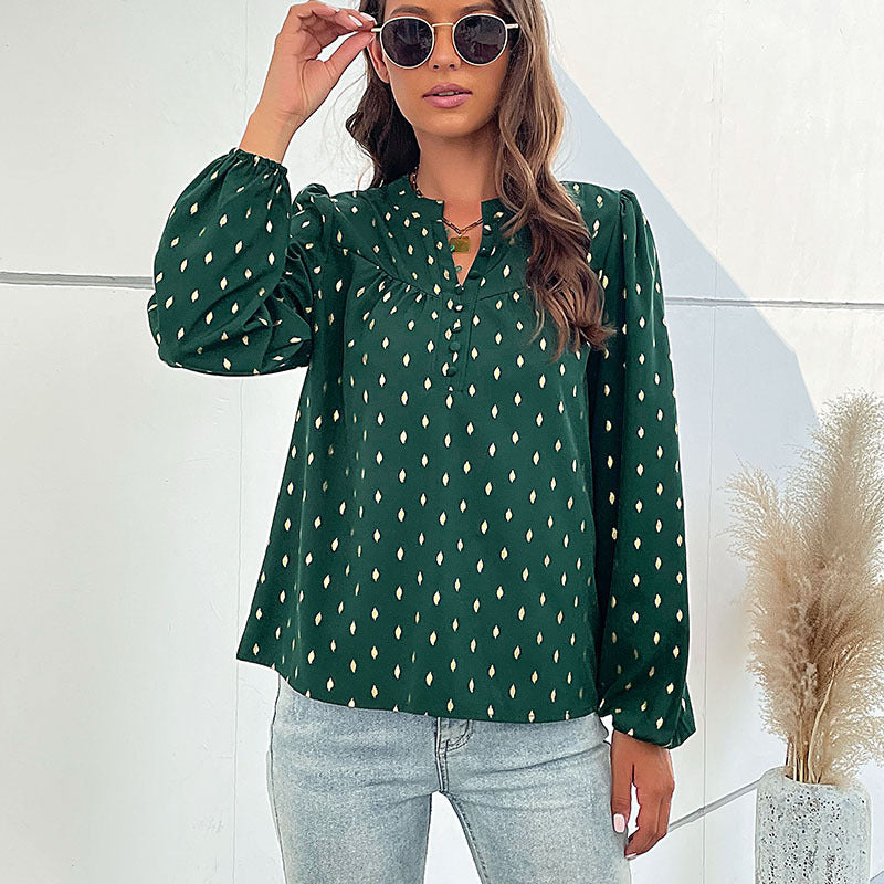 Women's Elegant Blouse with Folded Sleeves