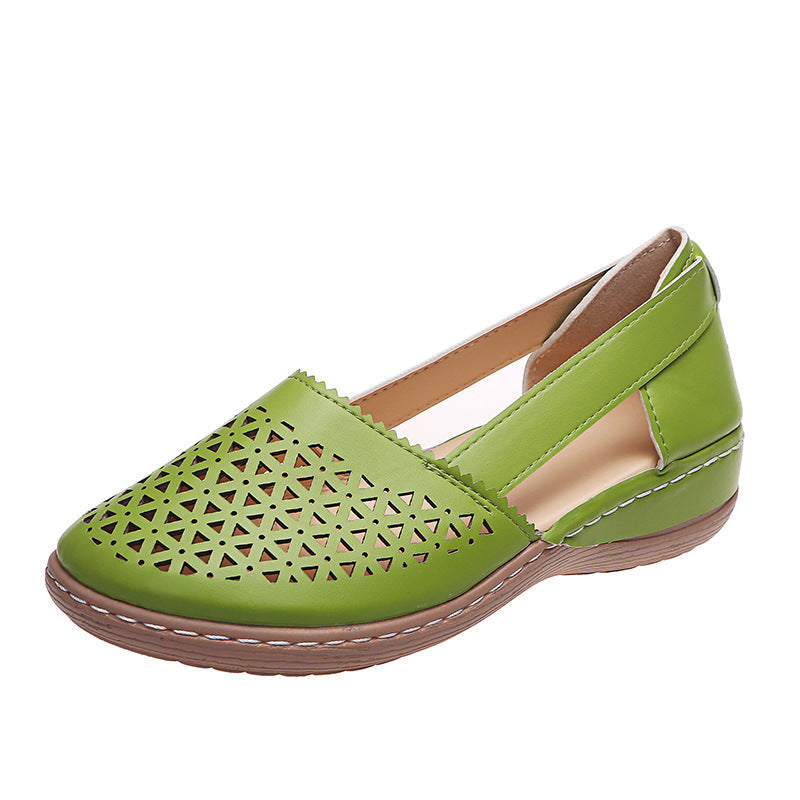 Women's Breathable Ballet Flats with Decorative Perforated Pattern