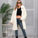 Women's Fluffy Long Coat with Stylish Cut