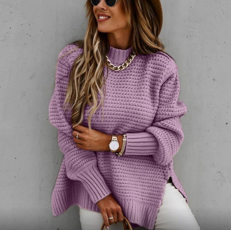 Women's Chunky Knit Sweater with Modern Texture and Loose Fit