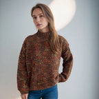 Women's Cozy Turtleneck Sweater with Modern Open-Knit Design