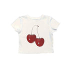Women's Cropped T-Shirt with Cherry Print