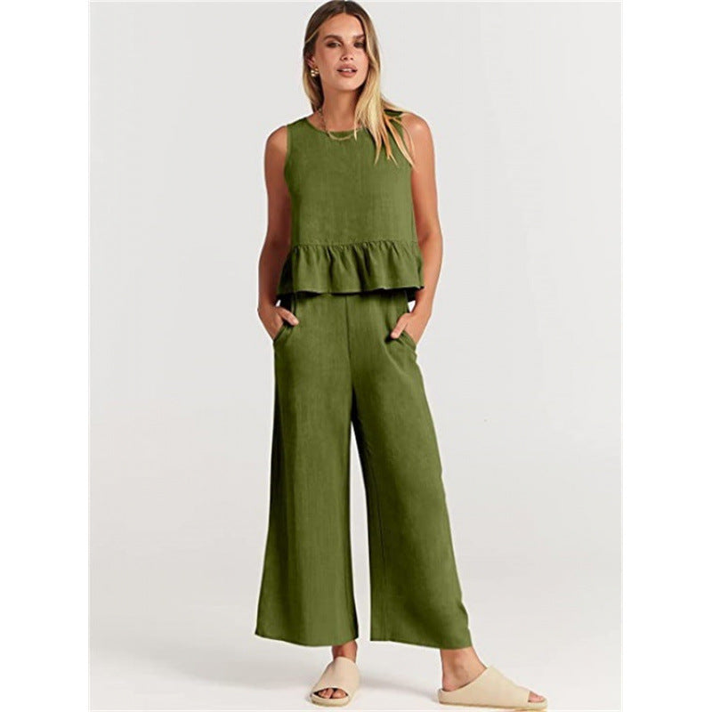 Casual Jumpsuit with Voluminous Bodice and Side Pockets