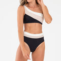 Women's Asymmetrical Crop Bikini Set with High-Cut Bottoms