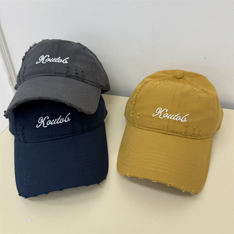 Men's Distressed Cotton Baseball Cap