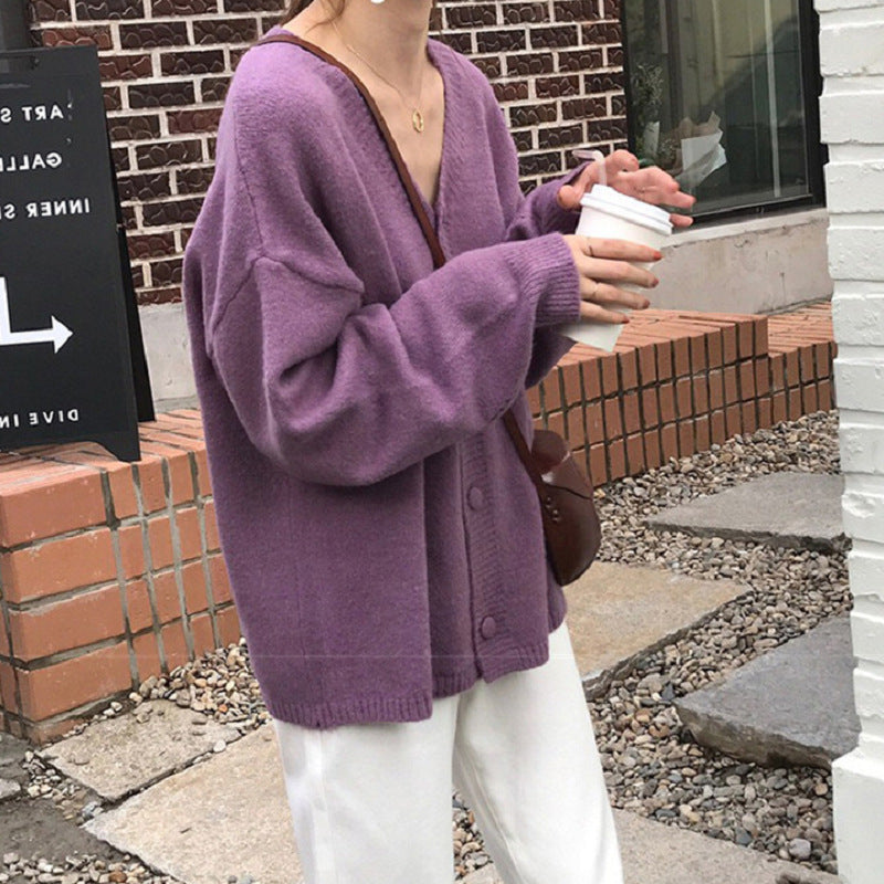 Women's Fluffy Button-Down Cardigan