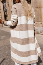Women's Casual Striped Knit Coat