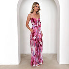 Women's Jumpsuit with Playful Knot Detail and Colorful Pattern