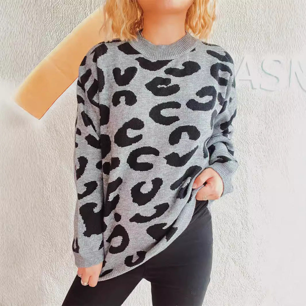 Women's Cozy Modern Leopard Print Sweater