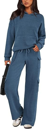 Women's Comfortable Lounge Set with Hood and Wide-Leg Pants