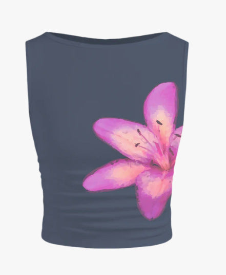 Women's Sleeveless Floral Crop Top