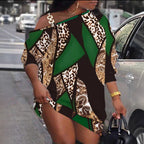 Women's Asymmetric Graphic Print One-Shoulder Dress