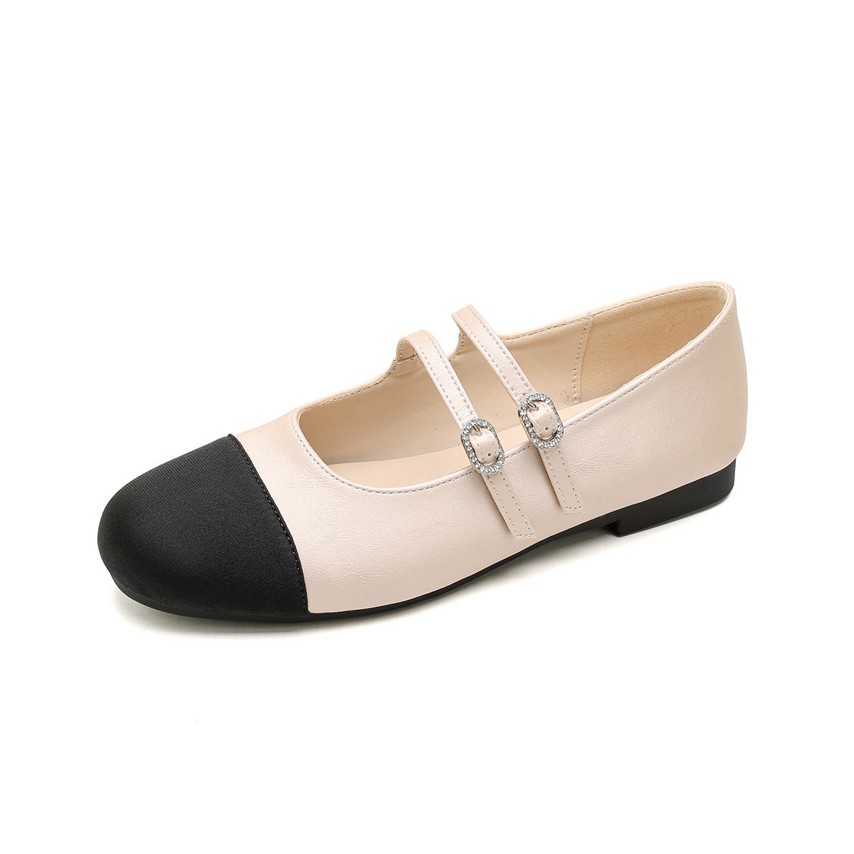 Women's Ballet Flats with Double Strap and Buckle