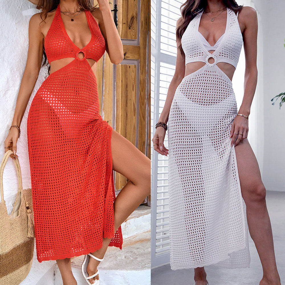 Elegant Crochet Dress with Side Slit