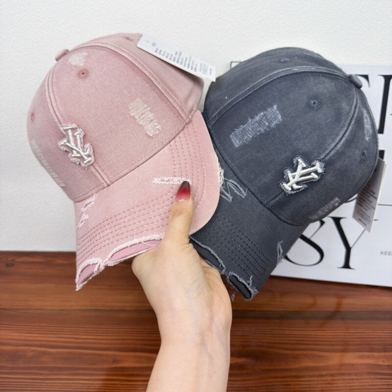 Men's Distressed Denim Adjustable Baseball Cap