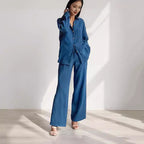 Women's Casual Two-Piece Set in Lightweight Material with Wide Cut