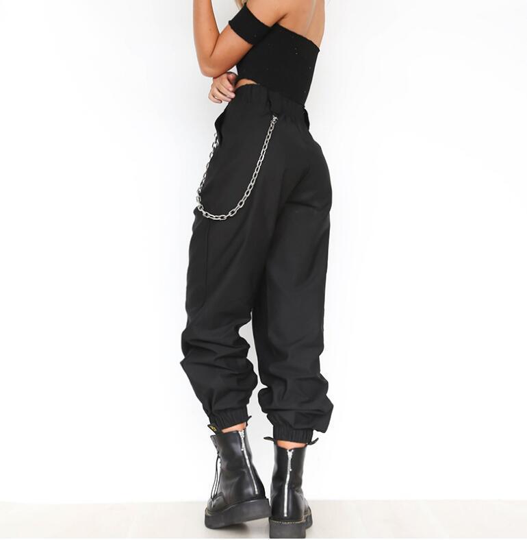 Women's Baggy Pants with Chain Details and Comfortable Waistband