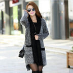 Women's Long Knit Coat with Open Front and Cozy Texture