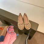 Women's Ballet Flats with Floral Appliqué and Comfortable Insole