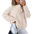 Women's Chunky Knit Sweater with Cable Knit Pattern