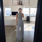 Elegant High-Neck Jumpsuit with Wide Legs