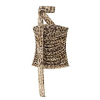 Women's Elegant Striped Maxi Skirt with High Waist in Leopard Print