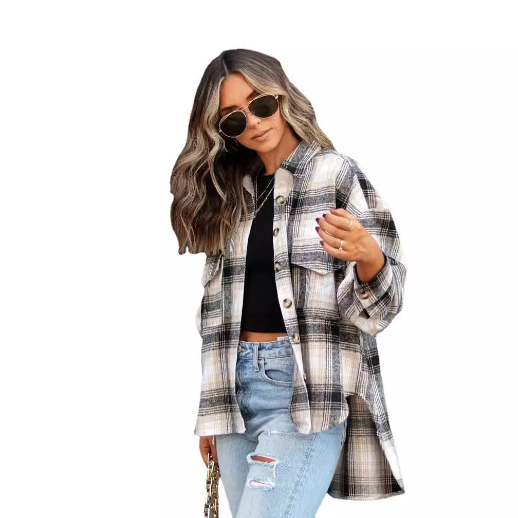 Women's Plaid Oversized Shirt in Casual Style