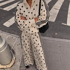 Women's Polka Dot Cotton-Blend Tracksuit Set