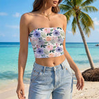 Women's Bandeau Top with Vibrant Floral Design