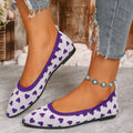 Women's Knit Ballerina Flats with Heart Pattern