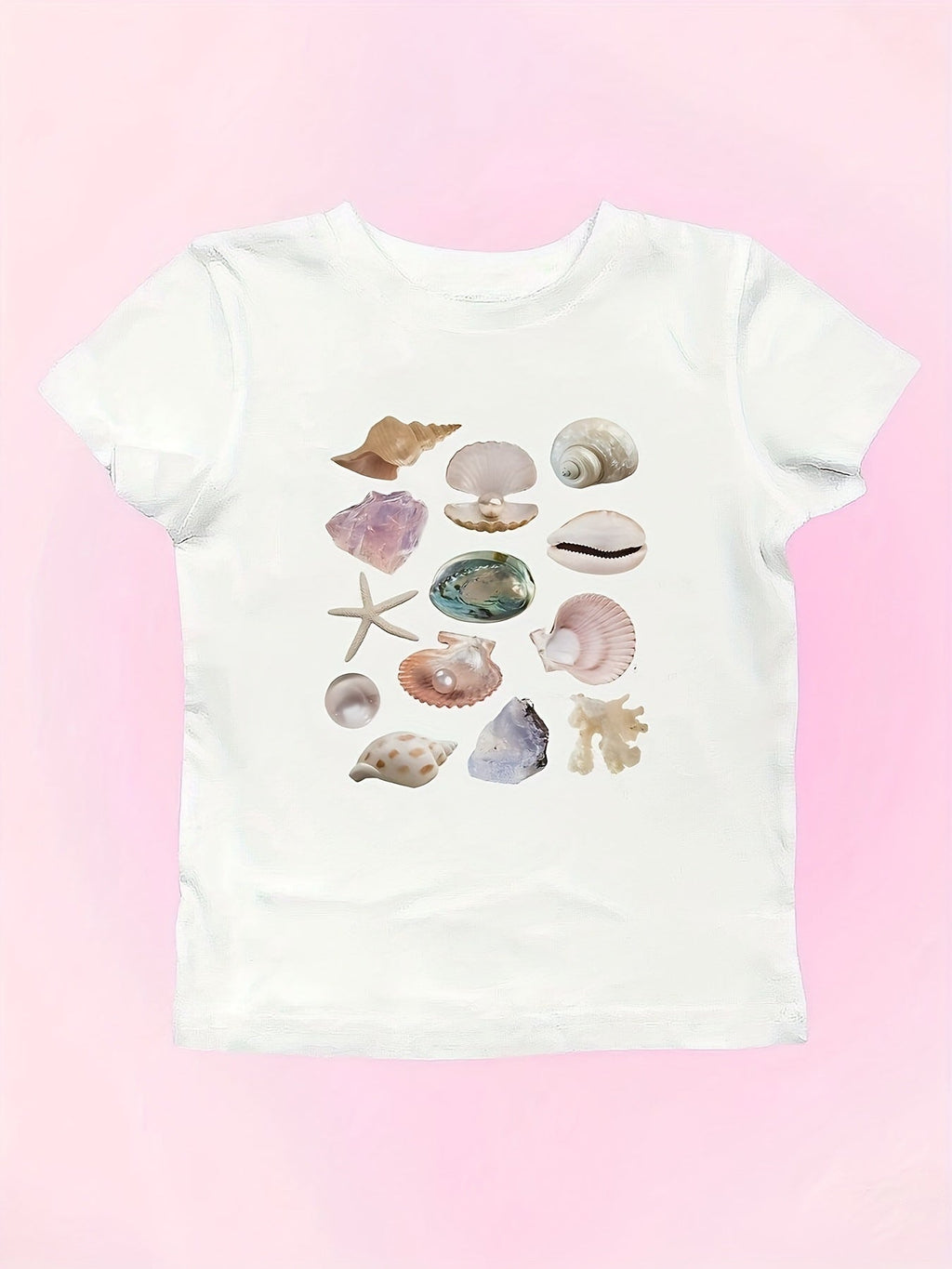 Women's Cropped T-Shirt with Cherry Print