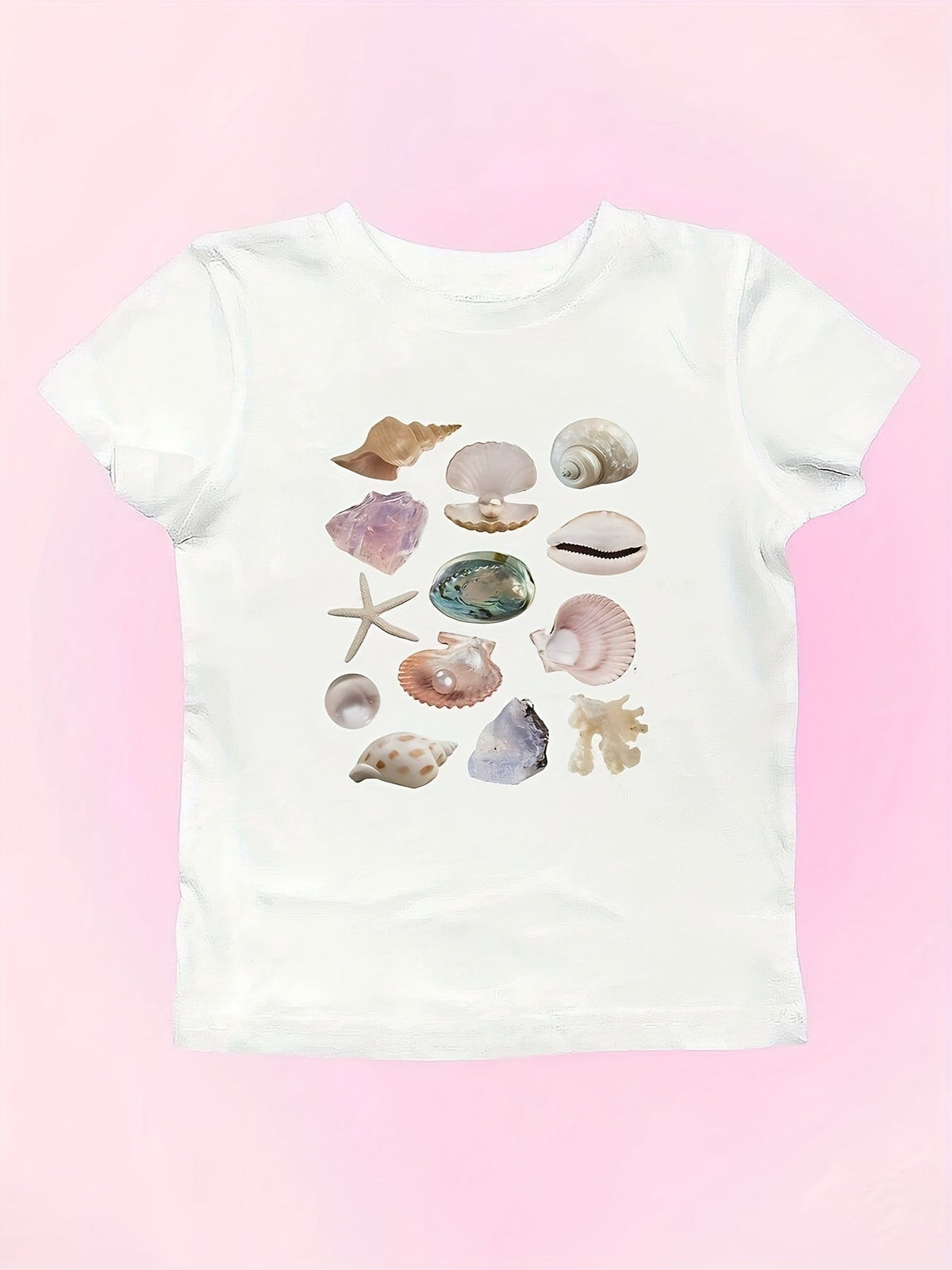 Women's Cropped T-Shirt with Cherry Print