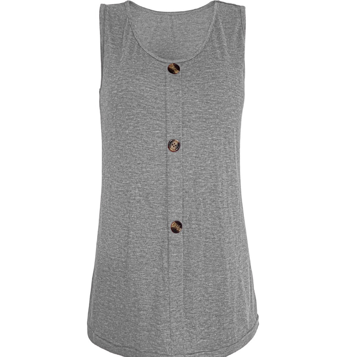 Sleeveless Top with Decorative Buttons and Relaxed Fit