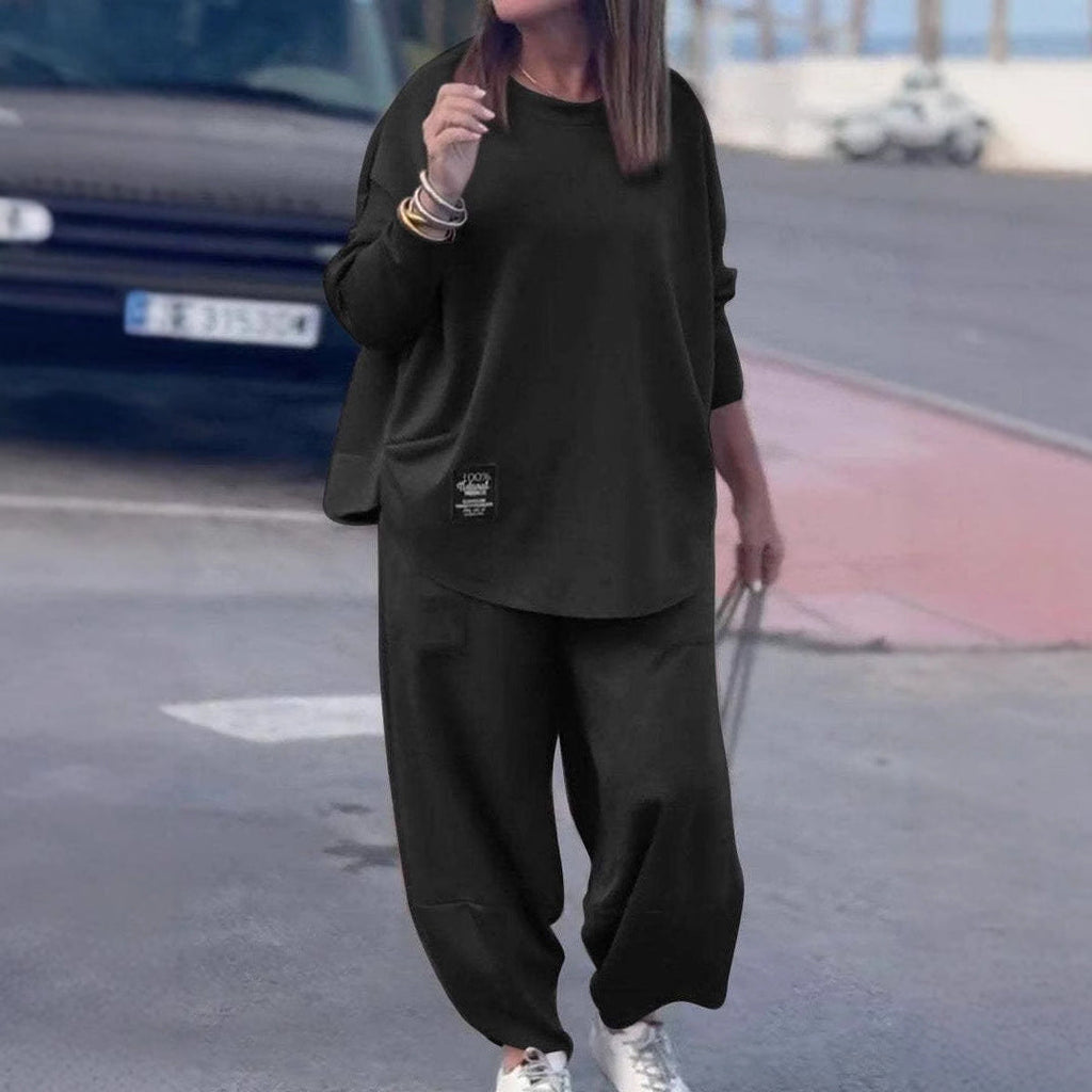 Casual Lounge Set with Wide Pants and Comfortable Top
