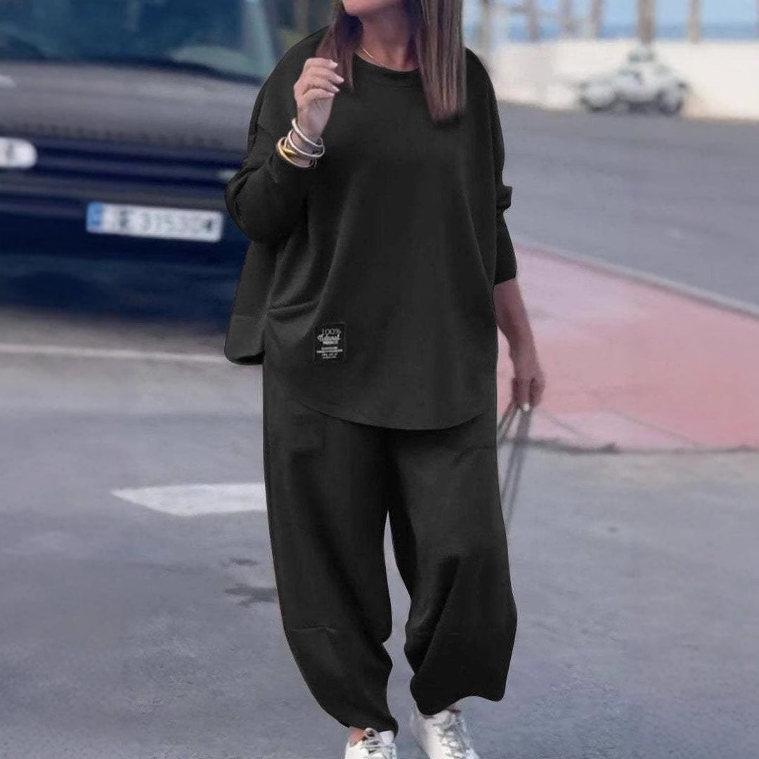 Casual Lounge Set with Wide Pants and Comfortable Top
