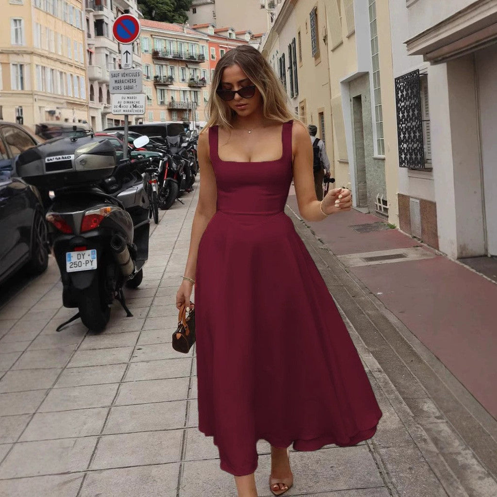 A-Line Maxi Dress with Square Neckline