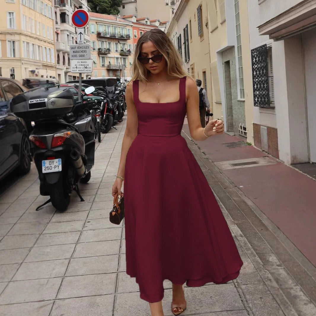 A-Line Maxi Dress with Square Neckline