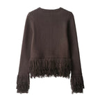 Women's Fringe Cardigan with Elegant Button Closure