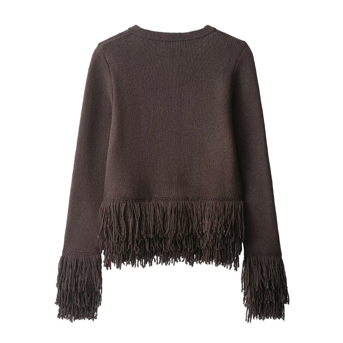 Women's Fringe Cardigan with Elegant Button Closure