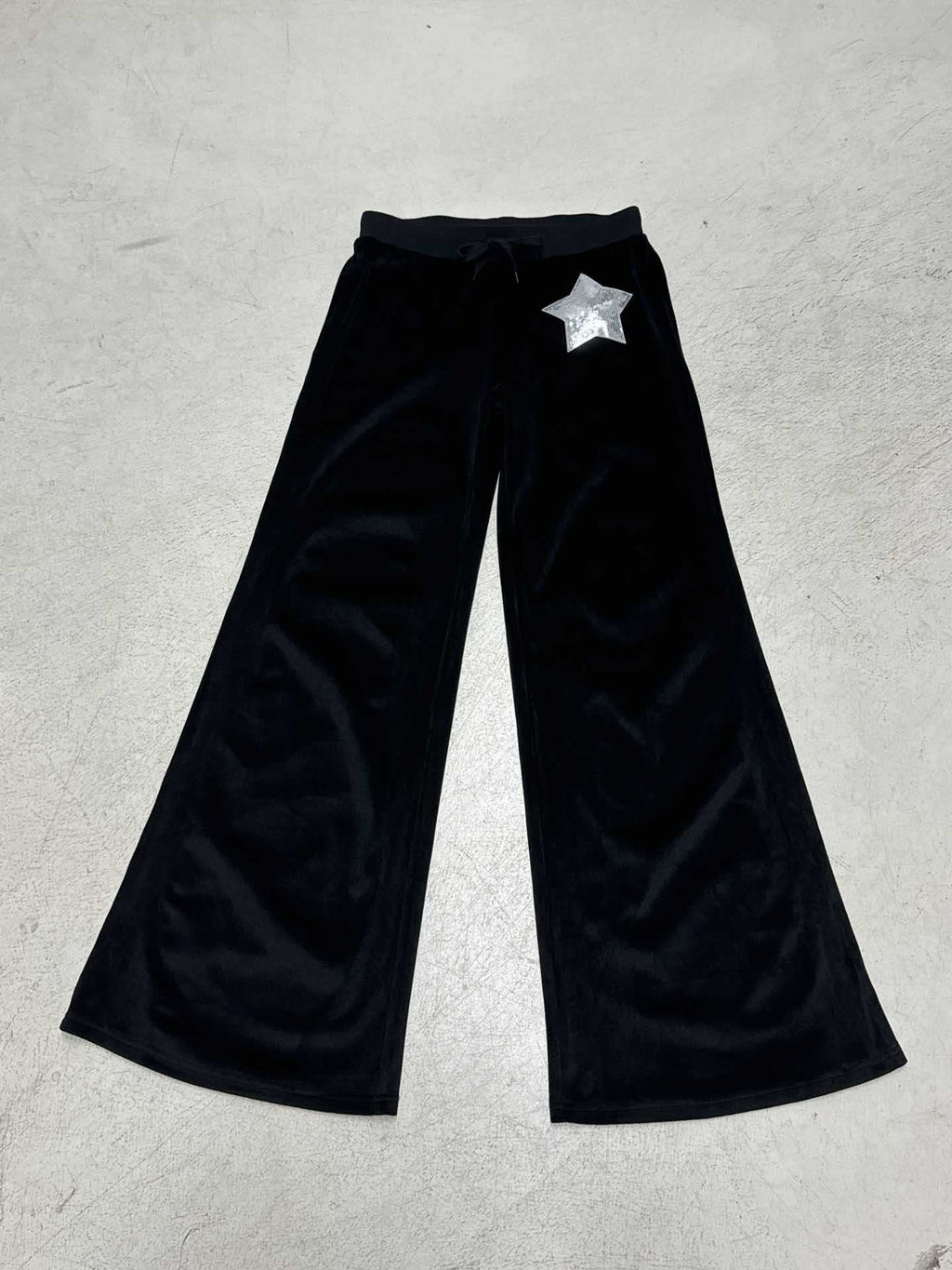 Women's Comfortable Velour Wide-Leg Pants with Star Appliqué