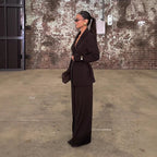 Women's Blazer with Deep V-Neck and Elegant Silhouette