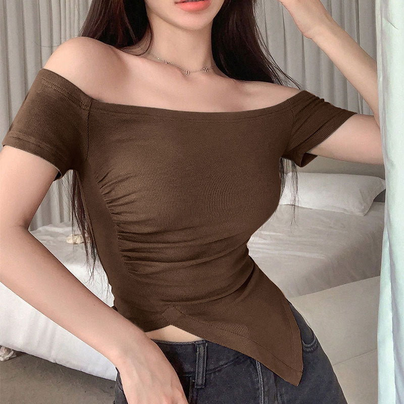 Women's Asymmetrical Ruched One-Shoulder Crop Top