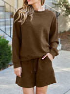 Women's Casual Sweatshirt and Shorts Set