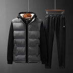 Men's Padded Hooded Vest and Jogging Pants Set