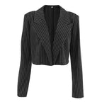 Women's Cropped Blazer in Classic Striped Pattern